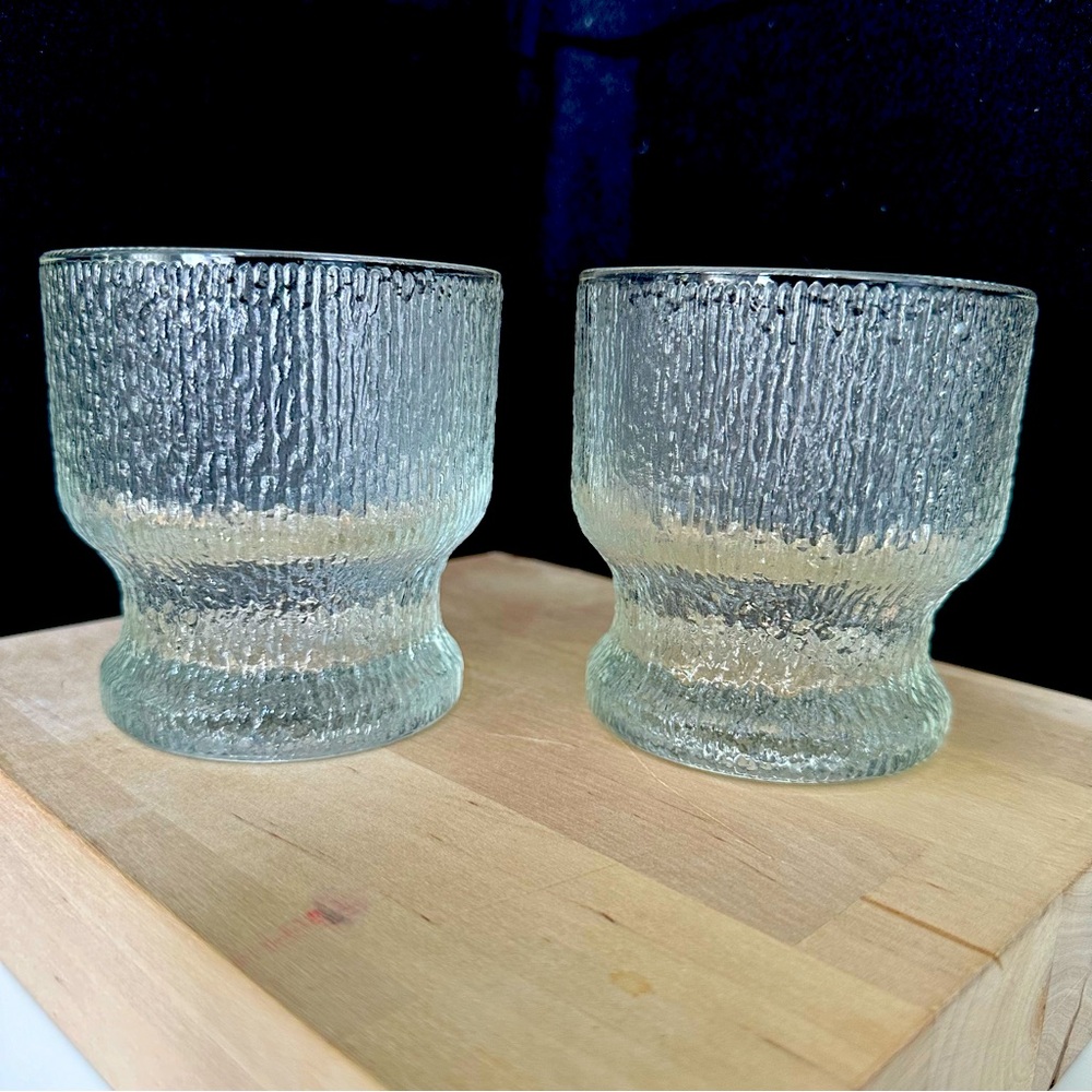 Two Indiana Glass Crystal Ice Old Fashioned Tumblers-Vintage